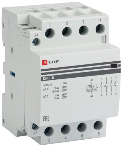 Контактор модульный EKF PROxima КМ 3п 4НО 16А 230В АС фото Контактор модульный EKF PROxima КМ 3п 4НО 16А 230В АС картинка